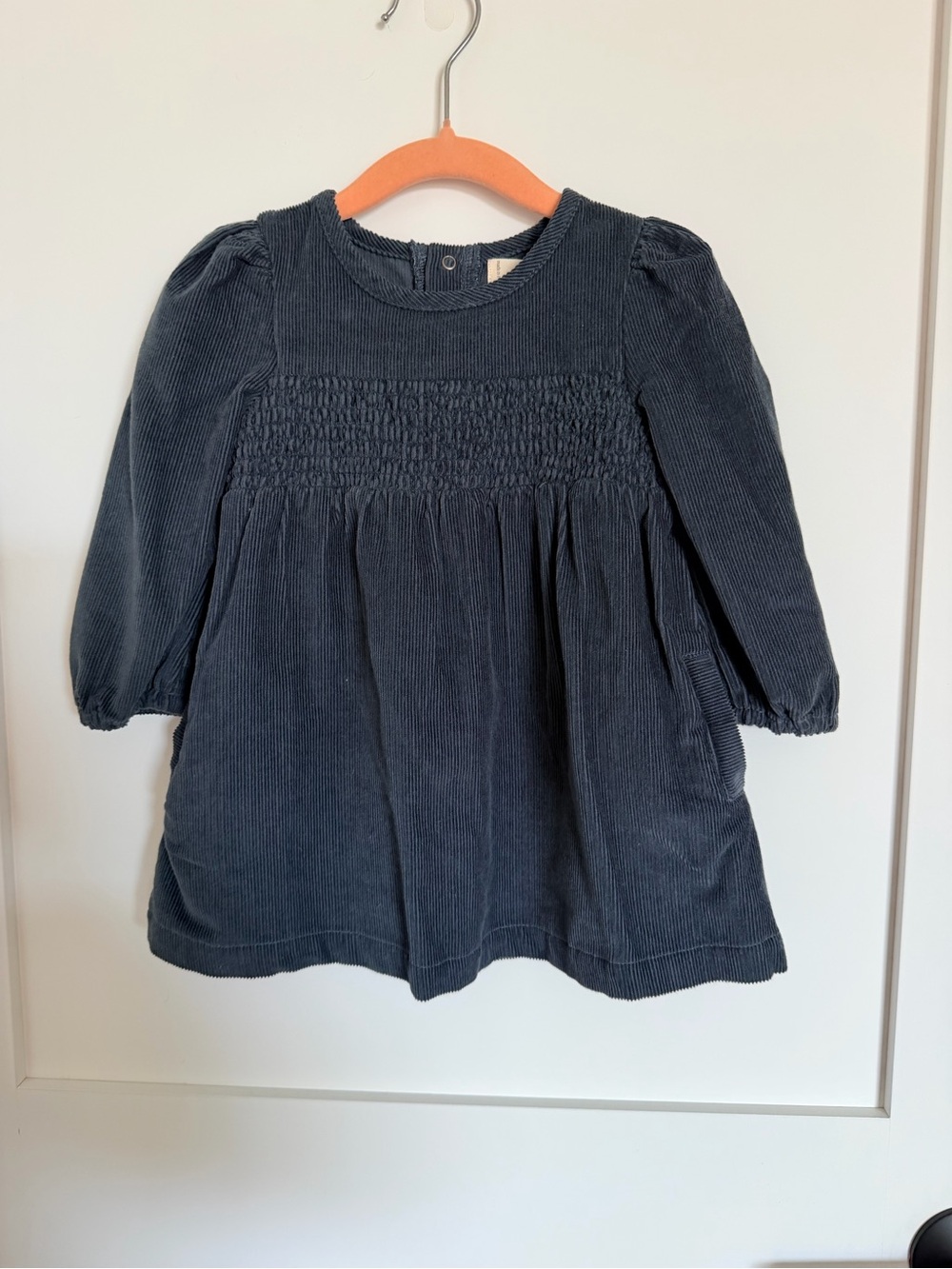 Pehr Corduroy Smocked Long-Sleeve Dress for Girls - Navy